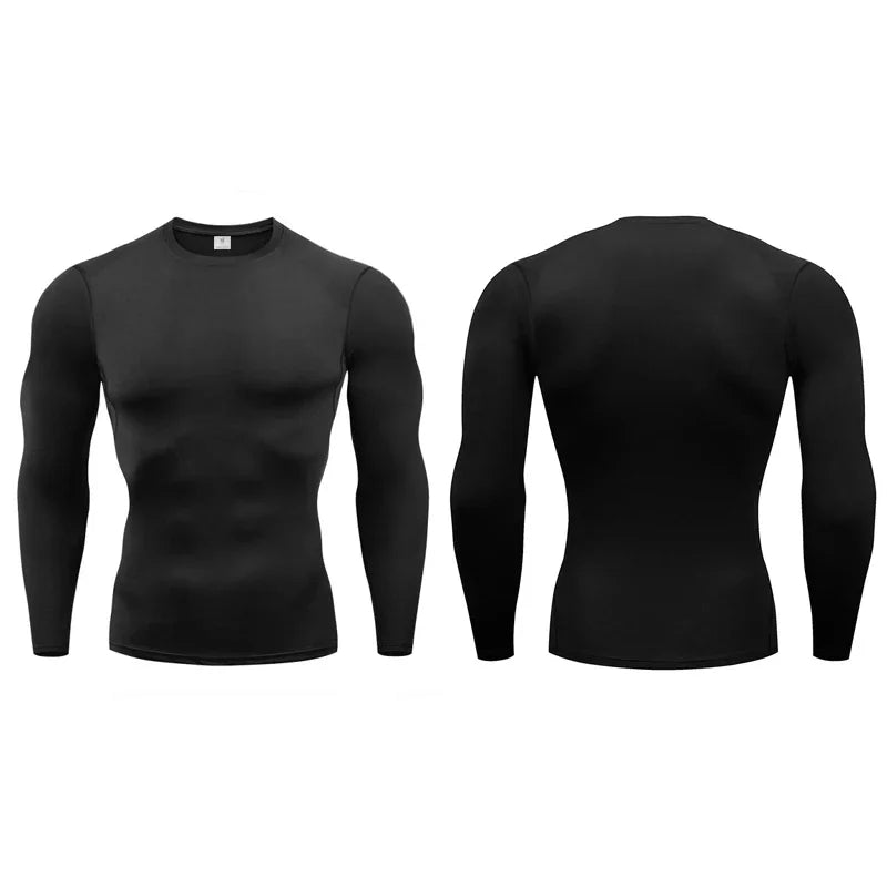 1/3 piece set of men's tight fitting sportswear, long sleeved fitness running top, cool and fast drying sports base shirt