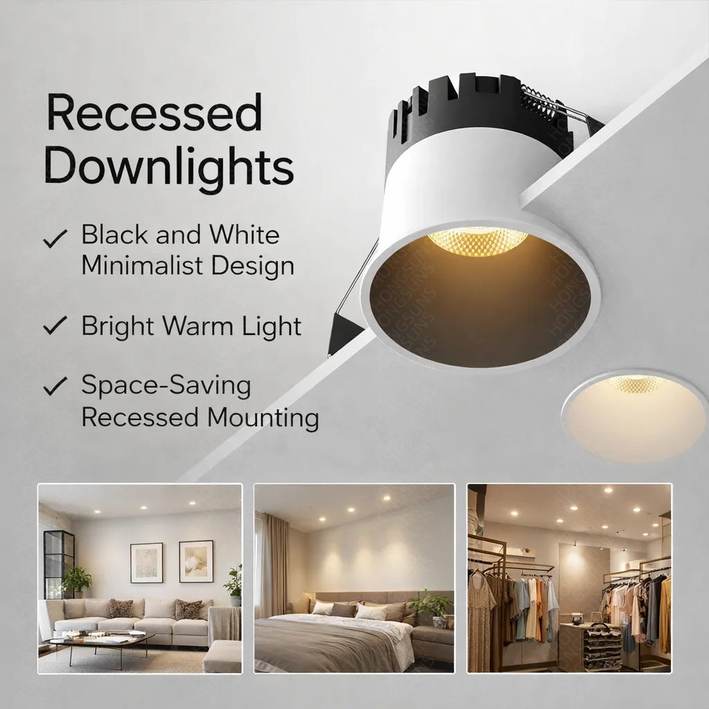 Tuya Zigbee DALI Matter Smart LED Recessed Downlight Anti-glare CRI97 3 CCT Switchable White Black Living Room Bedroom Kitchen