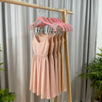 5/10 Pieces of Plastic Velvet-Coated Clothes Hangers, with Movable Strong Clips, Non-Slip and Anti-Fall, Suitable for Hanging Pants, Skirts, Bras, and Camisoles