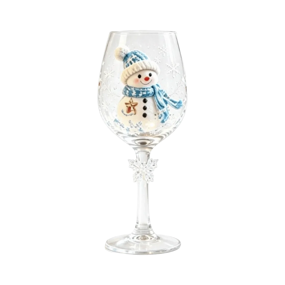Christmas Gifts Santa Claus Christmas Wine Glass Snowman Transparent Clear Stemmed Cup Funny 3D Creative Tall Glass Table Decor