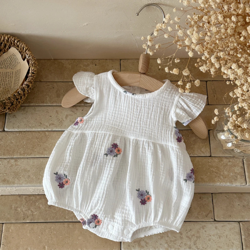 Baby Girl Clothing New Summer Newborn Baby Girl Romper Embroidered Flowers Cotton Toddler Baby Girls Jumpsuit 1-18M