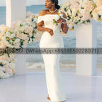 Customized Sheath Ivory Bridesmaid Dress with Bow Off Shoulder Evening Prom Formal Party Birthday vestido boda invitada mujer