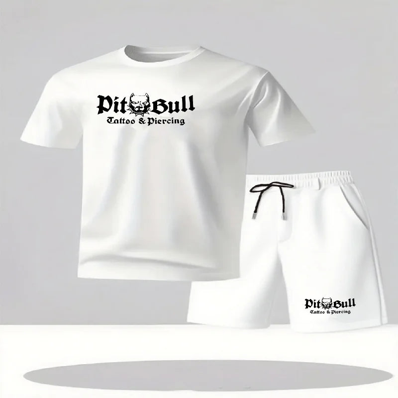 men's breathable jogging sportswear two-piece set summer leisure fitness brand set running suit T-shirt and shorts