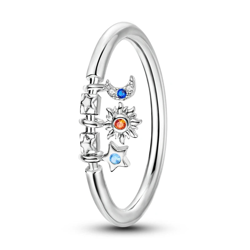 Original 925 Silver Sparkling Zircon Ring Stackable Classic Shine Stone Round Rings For Women Wedding Anniversary Jewelry Gift