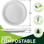 50-Pack 9-Inch Food-Grade Disposable Dinner Plates - Convenient Leak-Proof & Microwave-Safe for Picnics Parties Daily Takeout
