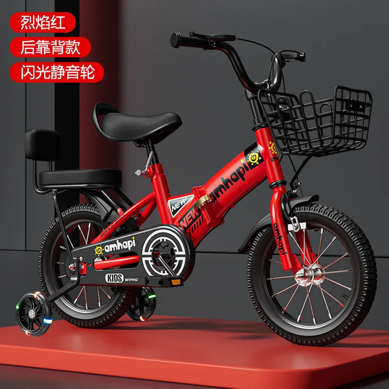 Big Red Flashing Wheel Children's Folding Bicycle Toy Car Stroller 2-8 Years Old Baby Pedal Bike Backrest Style Fun Activity Toy