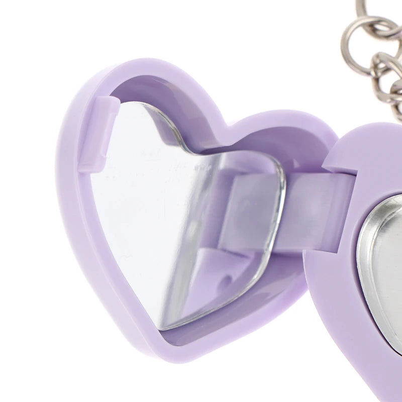1Pcs Heart Shape Blush Empty Compact with Mirror, Keychain DIY Refillable Powder Case for Makeup