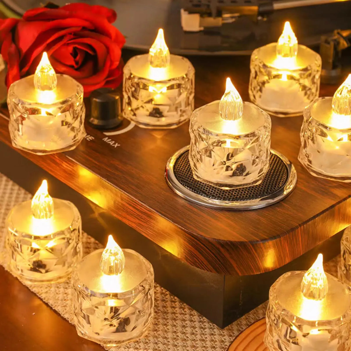 4pcs Flameless LED Candle Crystal Battery Tea Lights Realistic Flickering Flame Candles for Wedding Valentine's Day Home Decor