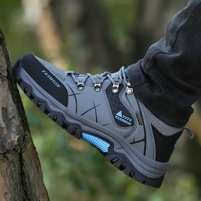 Shoes for Men 2025 New Men Sneakers Leather Waterproof Mountaineering Camping Hiking Shoes Thick Sole Comfortable Running Shoes
