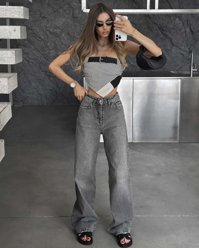 Z1975 straight height waist long jeans 2025 ETJ Autumn/Winter New Wash Product y2k Classic  Jeans for women