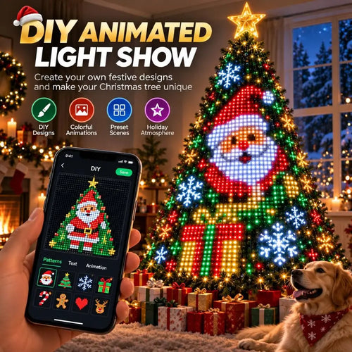 DIY Pixel Light Show Smart Animated Christmas Tree Lights USB Powered with Star Topper LED String Lights Waterfall Lights