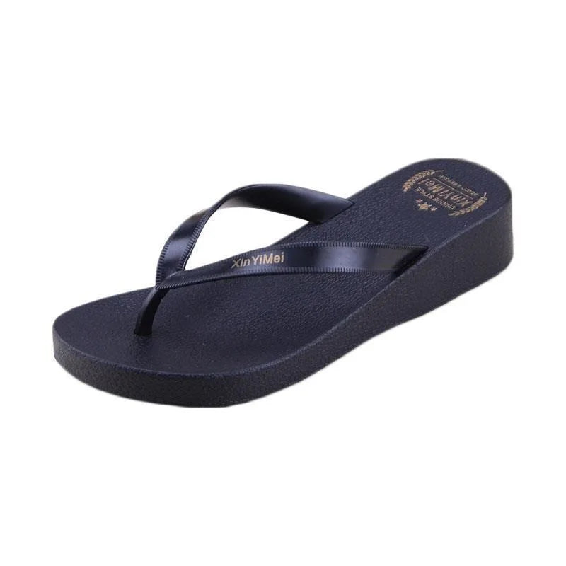 Summer Flip-flops for Women New Soft Thick-soled Anti-slip Beach and Seaside Slope Heel Flip-flops for Women Comfortable Slipper