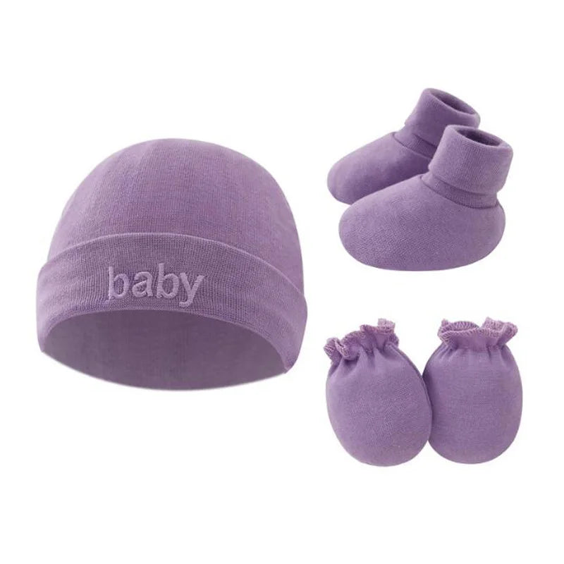 3Pcs New Newborn Baby Hat+Gloves+Socks Set