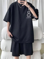 Casual Sportswear Set for Men Short Sleeve Five-Piece Pants Polyester Fiber Summer Collection Big Size T-Shirt And Shorts