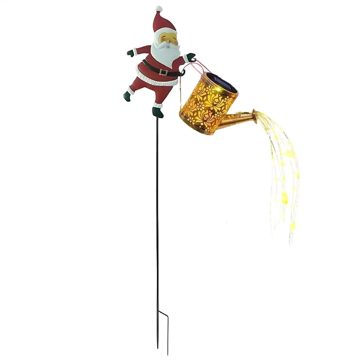 Solar Garden Lights Waterproof Santa Claus Watering Can Design Waterproof Watering Can Lights for Garden for Walkway Courtyards