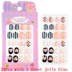 Children Press on Nails,24 Pcs Fake Nails Tips for Kids Acrylic Nails Pre-glue Full Cover Short False Nails Cute Fingernails