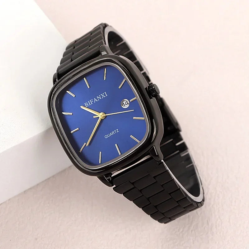 Famous Brand Men Calendar Watch Stainless Steel Strip Quartz Watches Dropshipping Luxury Gift Gold Wristwatches Wholesale