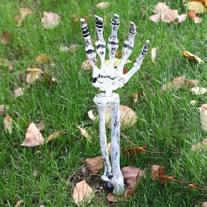 Halloween Skull Skeleton Head Realistic Human Hand Arms for Halloween Party Home Garden Lawn Decor Haunted House Horror Props