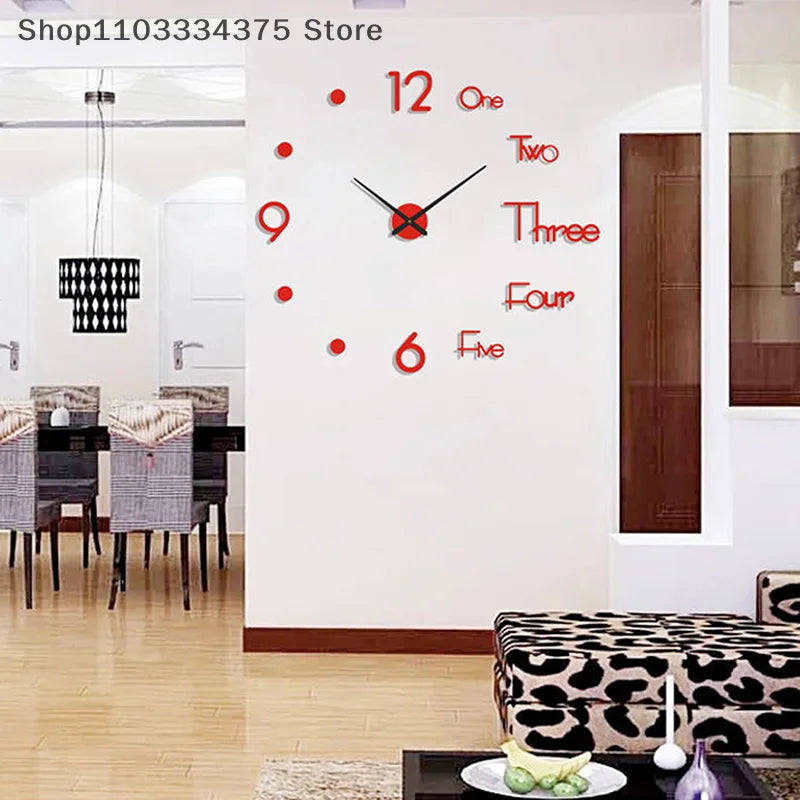 3D Wall Clock Mirror Wall Stickers Creative DIY Wall Clocks Modern Design Mute Quartz Needle Watch Home Decor