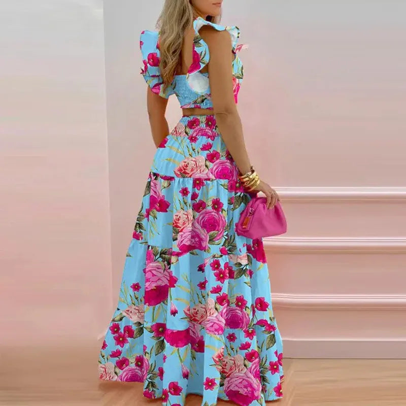 Skirt Y2k Two Piece Set Womans Clothing New 2026 Spring/Summer Elegant Sexy Collage Sleeveless Top and Longuette Suits Female