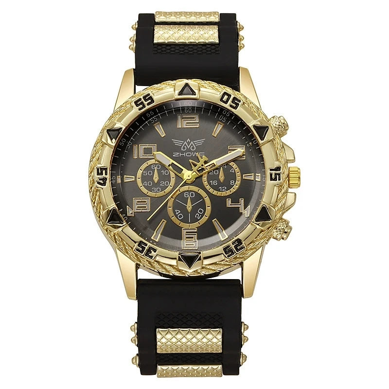 6Pcs/Set Men's Watch Set Fashion Leisure Classic Three Eye Digital Scale Circular Dial Quartz Watch Set Holiday Gift (With gift