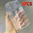 3pcs Luxury Shockproof Transparent Phone Case Set for iPhone 18 17 16 15 14 13 12 11 Pro Max 16Plus Air 17E Clear Soft TPU Cover