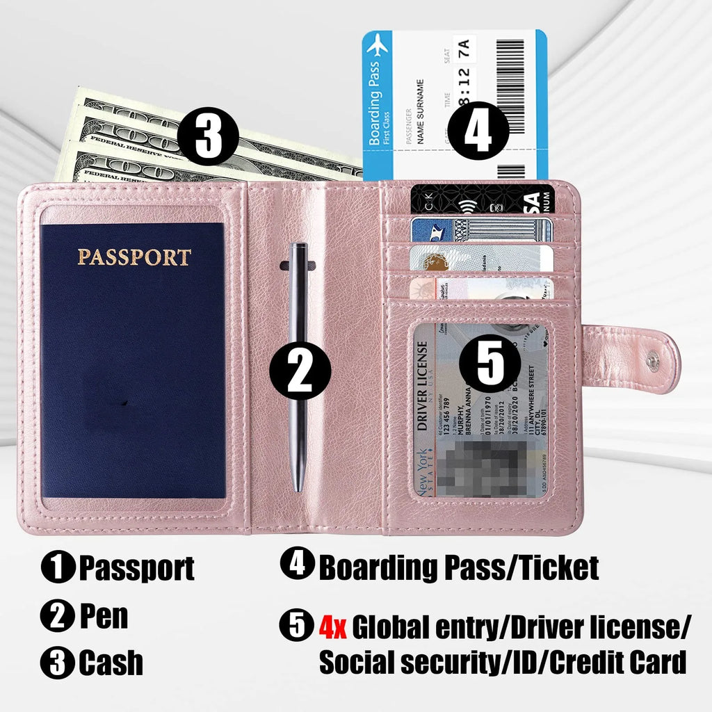 Passport Holder Cover Case RFID Blocking Travel Wallets Card Case for Women Men