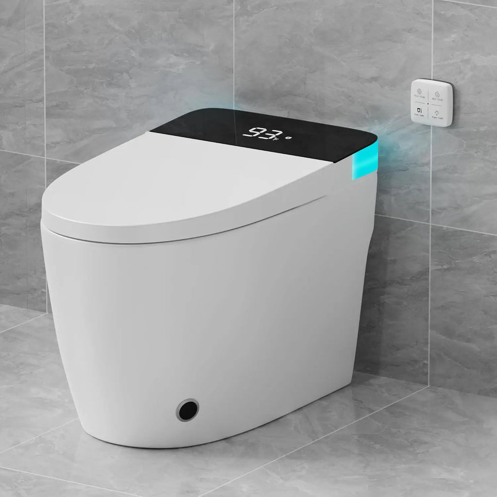 Smart Toilet with Elongated Heated Seat, Auto Flush, Manual Soft-Close Seat & Lid, Night Light, Electric Tankless,Customized
