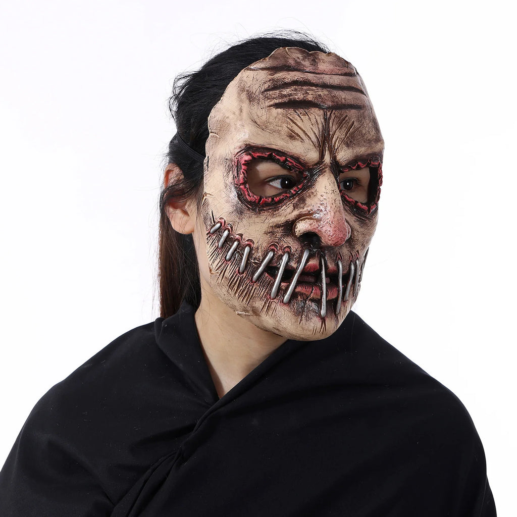 Soft Latex Mask for Halloween Party Adults Horror Big Mouth Nail Design Full Head Costume Realistic Scary Prop Durable