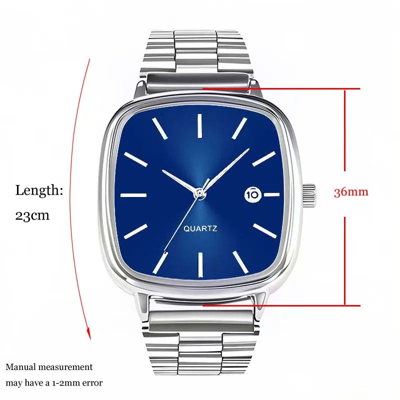 Fashion Brand Men Watch Steel Strap Business Calendar Quartz Watches Luxury Wristwatches Gift Dropshipping Big Dial Clock