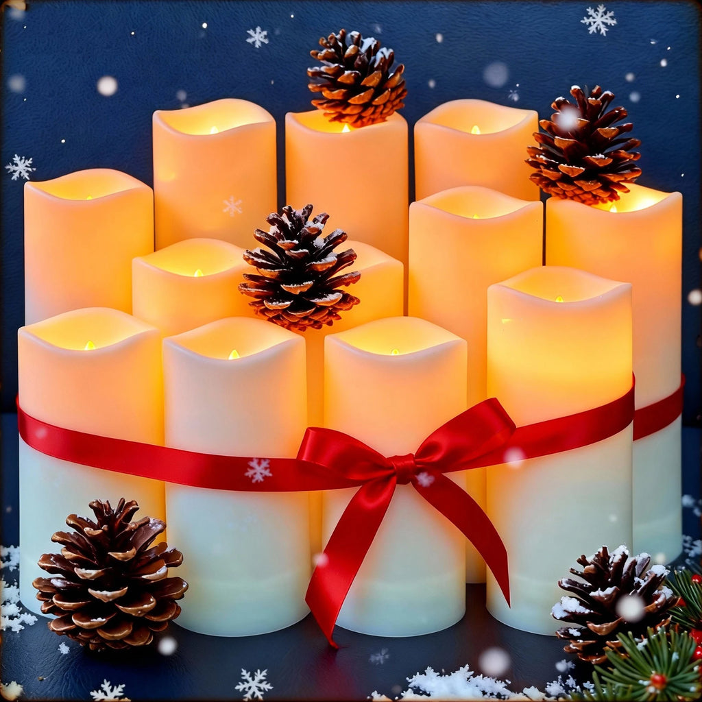 12pcs/set LED Flameless Candles Flickering Light with Remote Control for Festival Wedding Home Party Decor Lighting