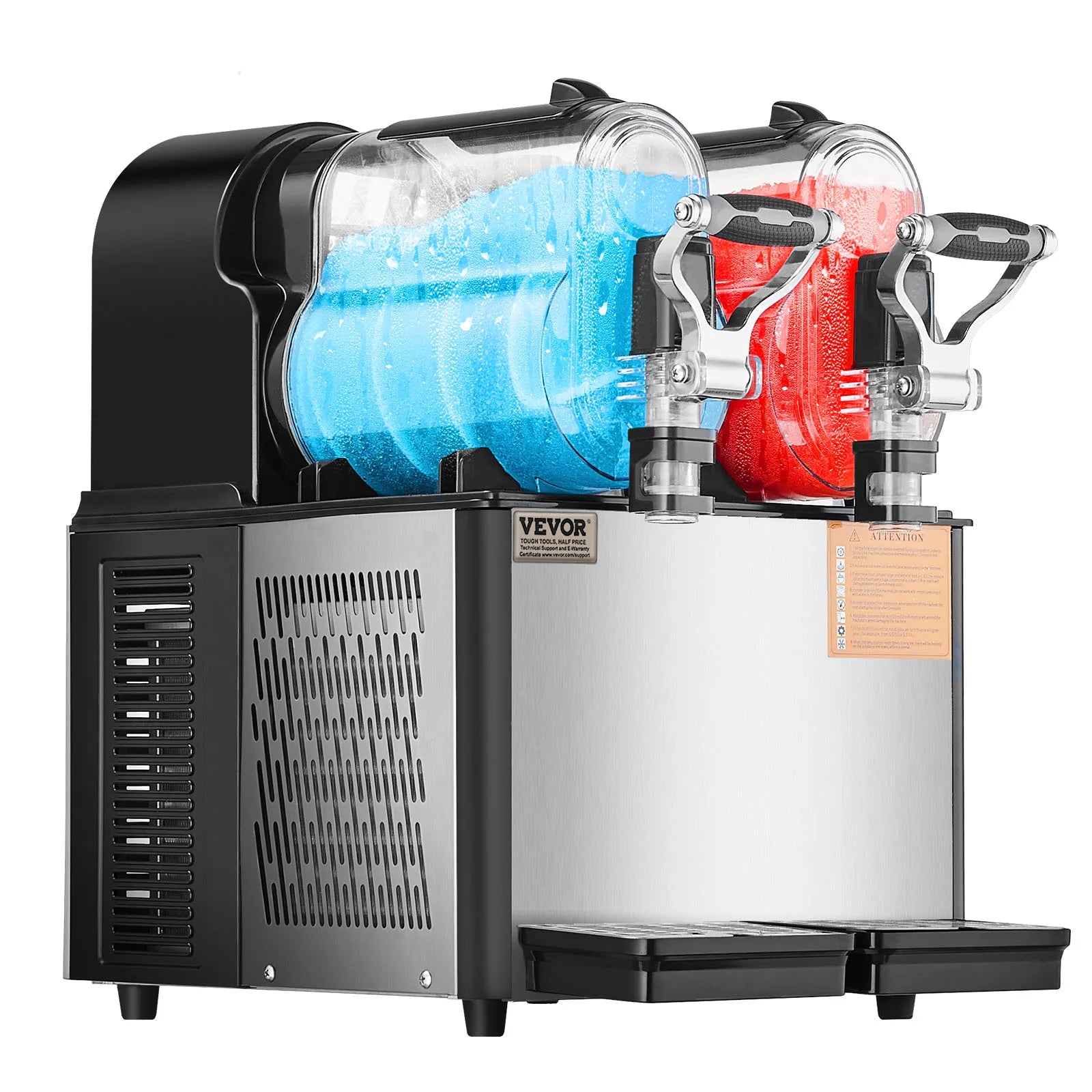 SucceBuy Commercial Slushy Machine 1x3L 2x3L Tank Frozen Drink Machine 24 Cups Stainless Steel Margarita Smoothie Frozen Drink