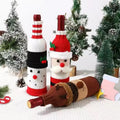 Christmas Wine Bottle Cover Set Santa Snowman Woven Wine Bottle Bags for Christmas Party Dinner Table Decorations New Year Gifts
