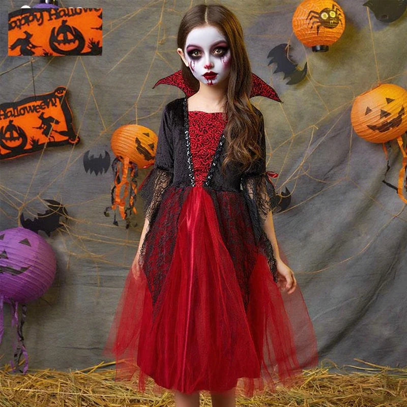 Halloween Costume Girls Witch Ghost Bride Vampire Cosplay Dress Kids Carnival Party Clothes Little Red Riding Hood Dresses Up
