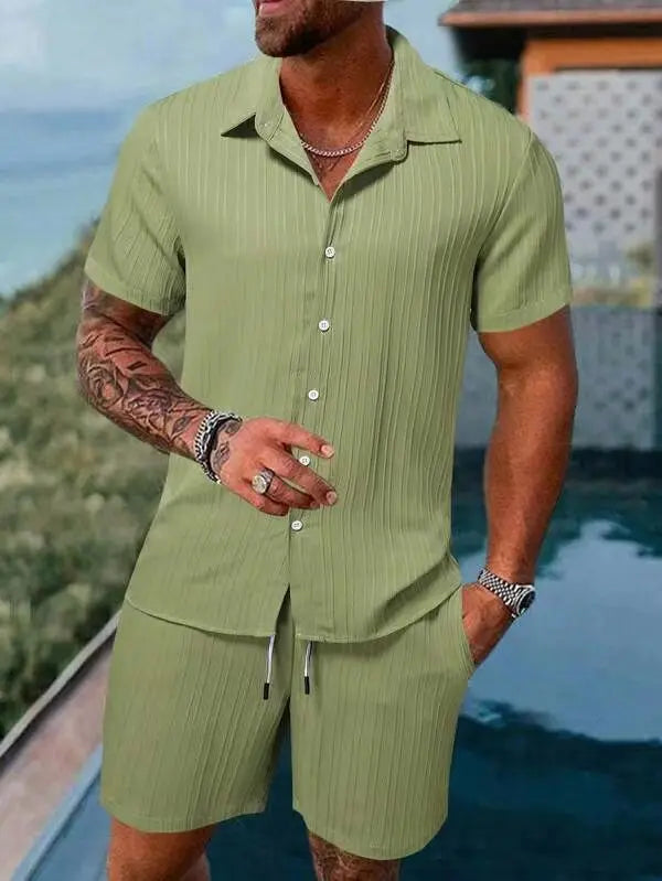 Summer New Mens（T-shirt +Shorts) 2-piece multi-colored sportswear men's T-shirt shorts set