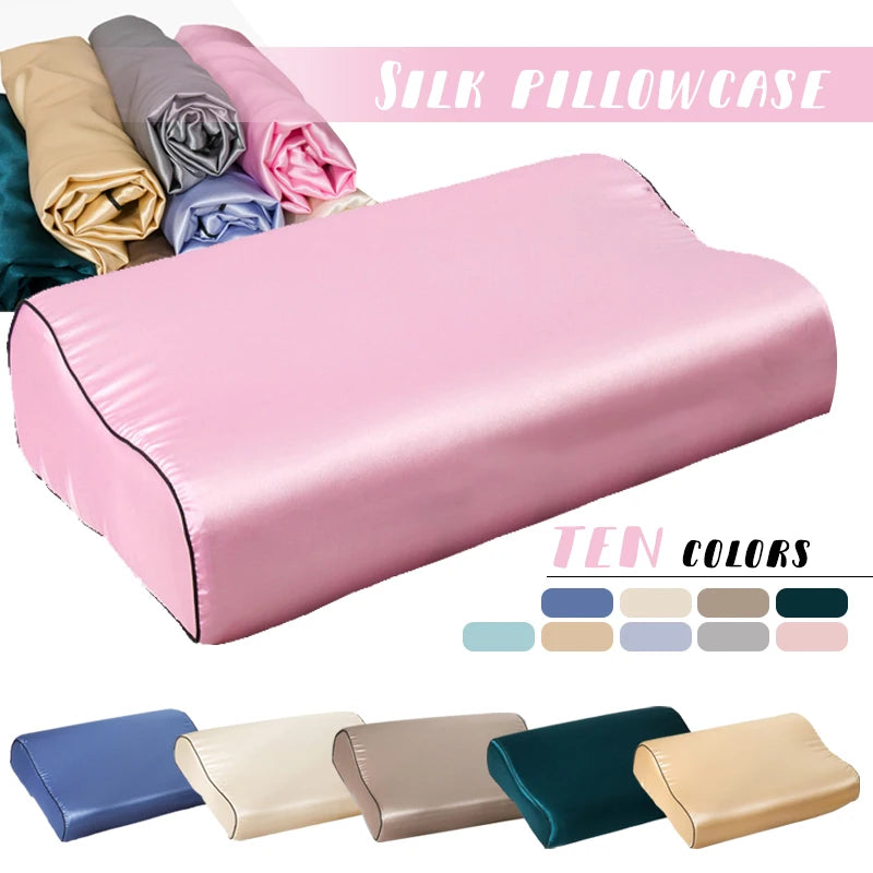 1 Pcs Luxury Satin Pillowcase 30cmx50cm/40cmx60cm Pure Color Luxury Comfortable Imtation Satin Memory Foam Pillow Cover