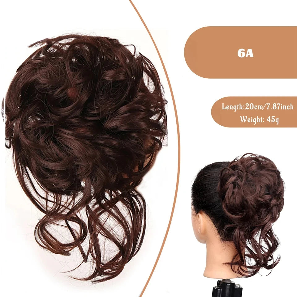 OLACA Synthetic Hair Bun Bands Blonde Black Messy Curly Chignon Donut Updo Scrunchies Fake Hair Pieces For Women Hair Extensions