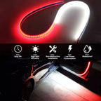 2pcs 48inch Car Door LED Warning Strip Light Flexible Dual Color White Red Sequential Strobe Lights for Anti Rear-end Collision