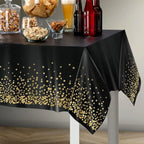 5pcs Plastic Dot Disposable Table Cloth for Parties,Plastic Tablecloth,Golden Dots Table Covers for Picnic,Birthday,Party