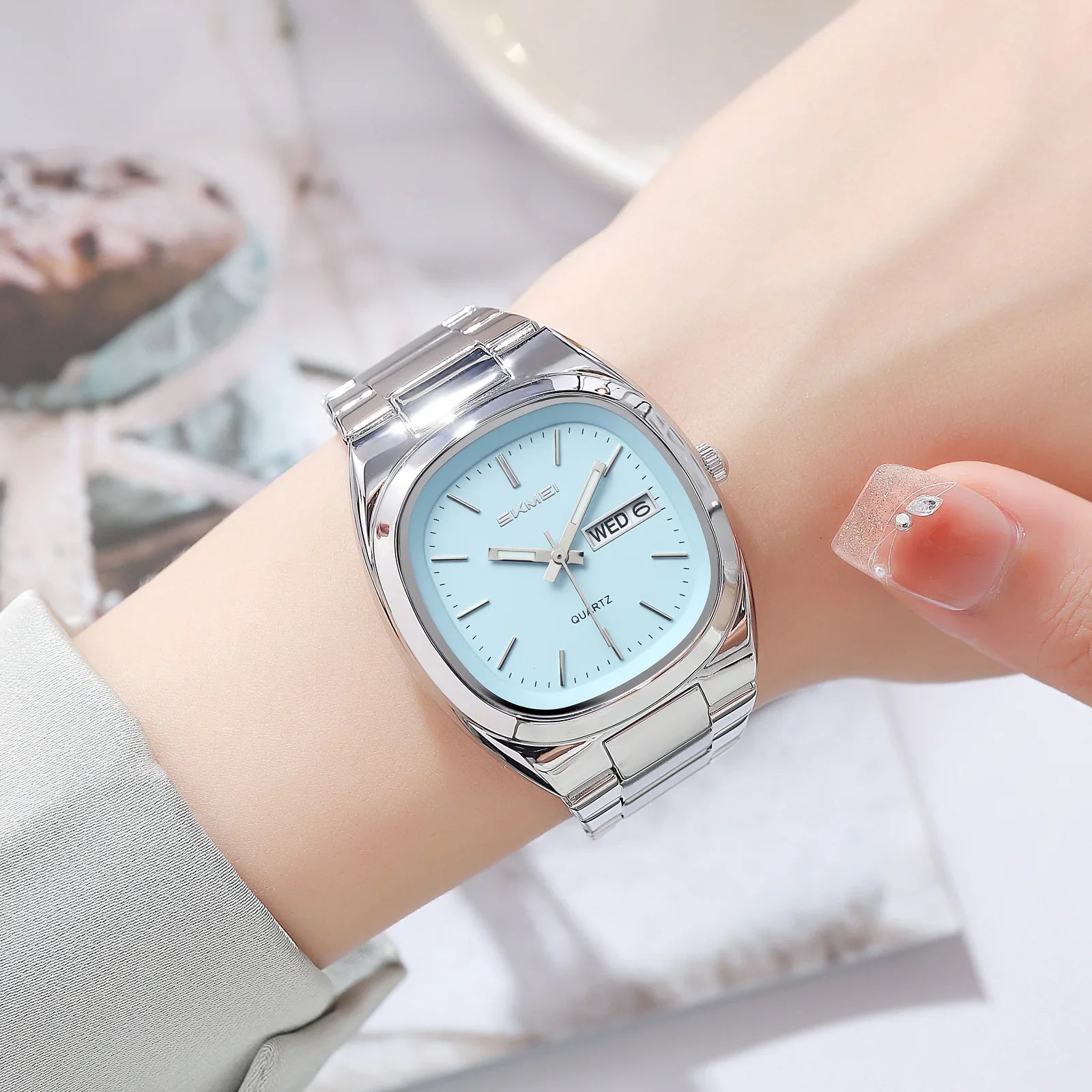 SKMEI 2420 Business Steel Clock Fashion Quartz Date Time Women Luxury Watches Casual Female Wristwatch Dress For Women Ladies