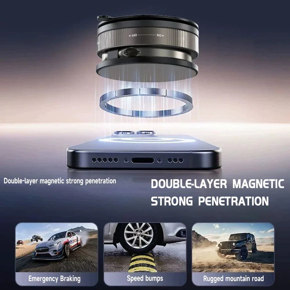 Upgraded 360°Vacuum Magnetic Phone Holder, Magnetic Car Phone Mount, Hands-Free Suction Cup Phone Holder for Car/Gym/Mirror