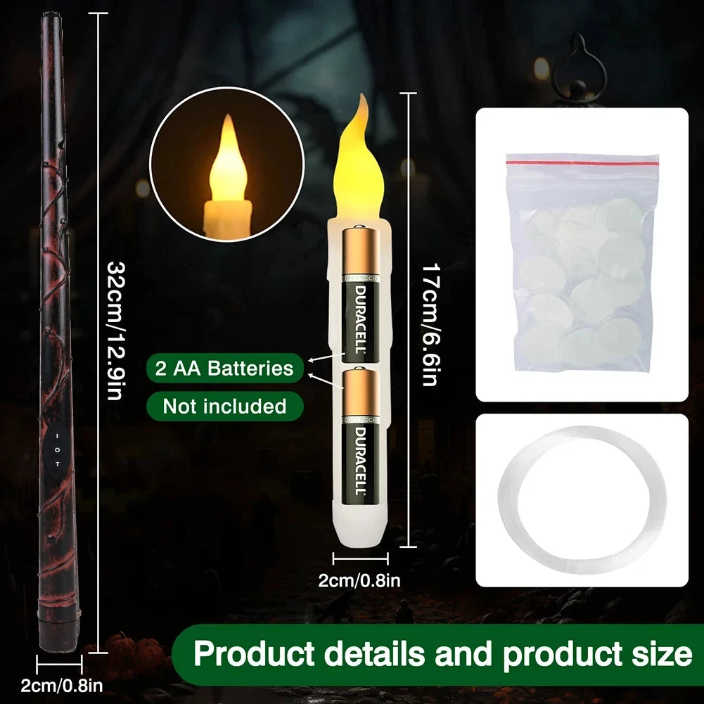 12/48 PCs  LED Floating Candles with Magic Wand Remote Flameless Flying Candle Flickering Warm Light for Halloween Holiday Decor