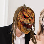 Horror Pumpkin Masquerade Mask Latex Cosplay Face Cover Creepy Halloween Costume for Carnival Party Role Play Performance