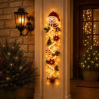 Glowing Christmas Door Hanger LED Handmade Crochet Santa Xmas Tree Bell Ornament Home Wall Front Door Navidad New Year Ornaments