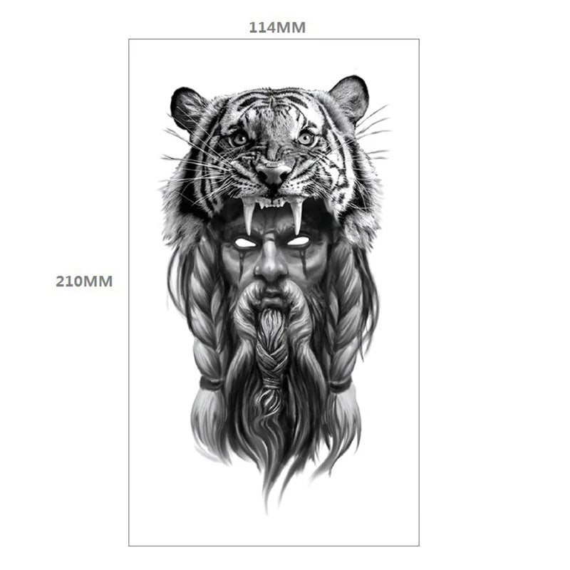 Waterproof Temporary Tattoo Sticker Forest Lion Tiger Bear Flash Tattoos Women Leopard Wolf Crown Body Art Arm Fake Tatoo Men
