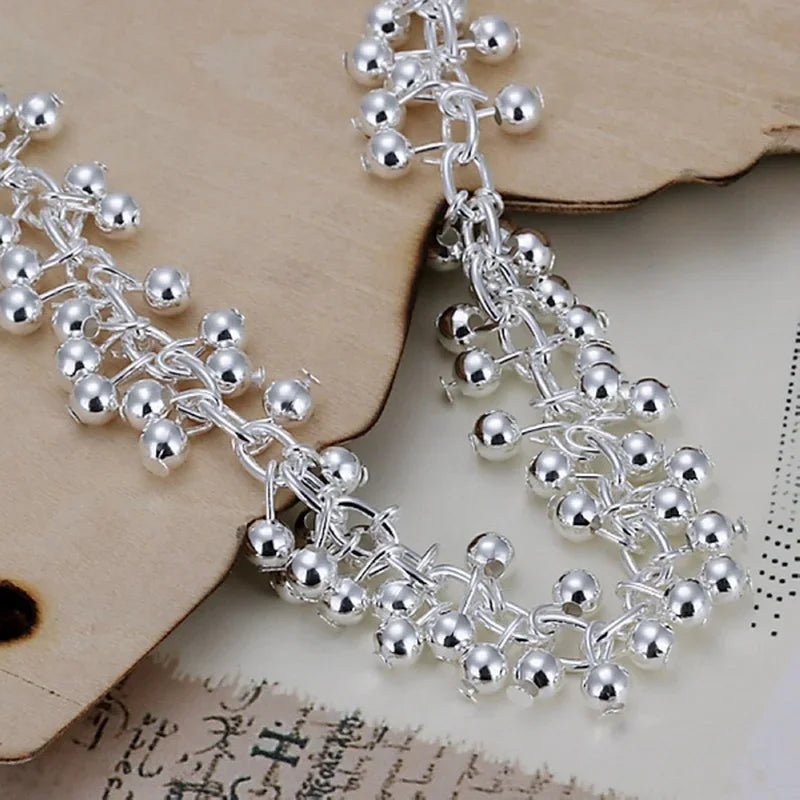 Charms Fine 925 Sterling silver bracelets bead chain fashion cute nice women grapes Bracelet wedding Jewelry party