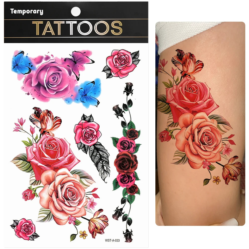 Waterproof Colourful Temporary Tattoos Sticker  Scorpion Butterfly Transfer Fake Tatoo Men Women Body Arm Fake Tattoo Stickers