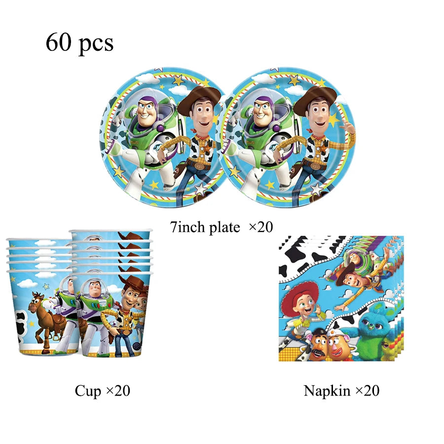 Toy Story Party Decoration Tableware Paper Plates Party Favors Gift Tablecloth BirthdayParty Supplies Toys Stamp Bracelet