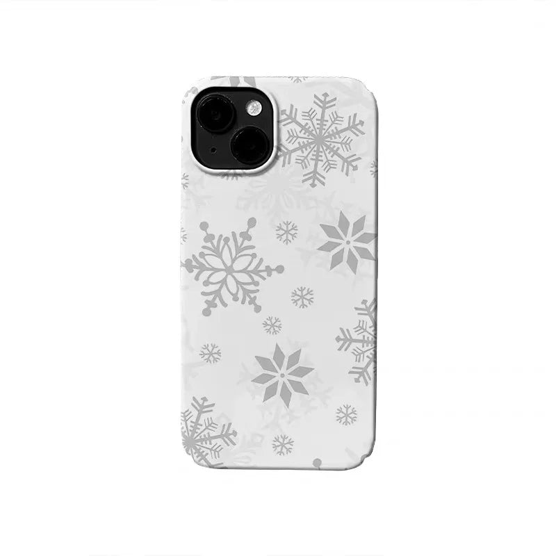 Grey White Snowflakes Falling Case for IPHONE 17 16ProMax 15 14 13 12 11 PRO Plus Acrylic TPU Two in One Magnetic Phone Cases