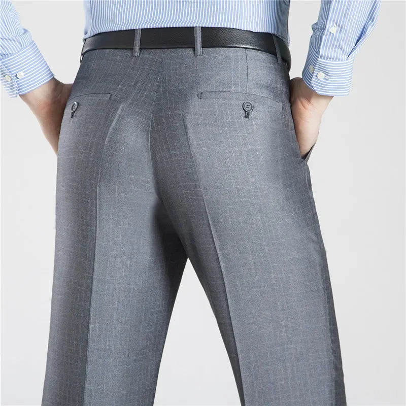2021 Men Business Silk Suit Pant Plus Size 29-56 Spring Summer New Fashion Formal Men Casual Pant Buckle Trousers For Male